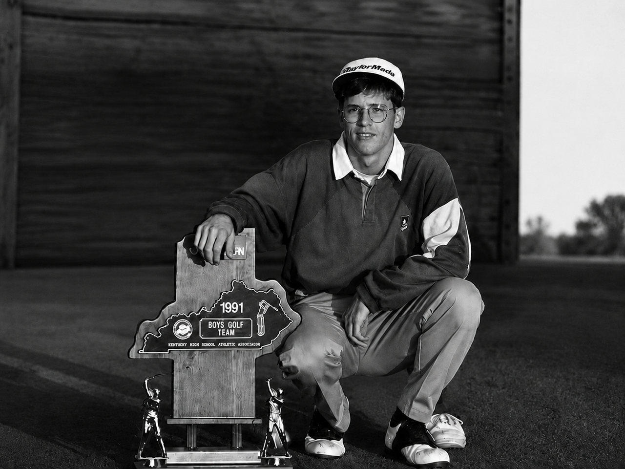 Bryan Conway with the 1992 KHSAA Boys Golf Team trophy